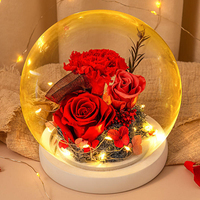 Tanabata Valentinstag Geschenk Ewiges Leben Blumenstrauß Rote Rose Glasabdeckung Dekoration Geschenkbox Staubschutz Simulationsblume