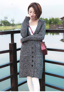 Suéter largo informal para mujer para invierno estilo coreano moda Abrigo con capucha tejido grueso personalizado mujer cárdigan suéter Streetwear - Product Image 4