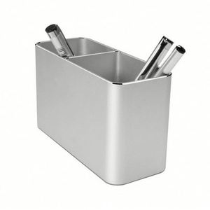 Boîte de rangement rectangulaire en aluminium à double ouverture, texture simple, pour accessoires de bureau élégants - Product Image 1