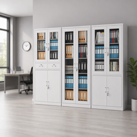 Armoire de classement en acier à 2 tiroirs, armoire de rangement de bureau verrouillable avec porte en verre, armoire d'archives métallique pour bureau