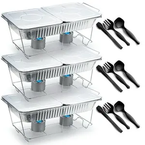 Full Size Chafing Rack Durable Water Pans Thicker Aluminium Foil Half Size Buffet Food Warm Sets With Foil Lids