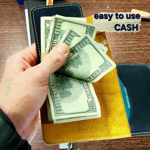 For Retro Open PU Leather RFID Blocking Stylish Simple Design Portable Men's Credit <b>ID</b> Card <b>Holder</b> Nylon Thread Short Pocket - Product Image 3