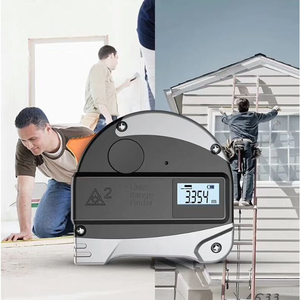 Cinta métrica láser digital de 15 m con enrollamiento automático, luz LED y bloqueo con botón pulsador - Product Image 5