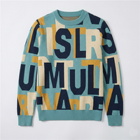 Pull en tricot d'hiver personnalisé OEM vintage en jacquard avec lettres et blocs de couleur pour homme