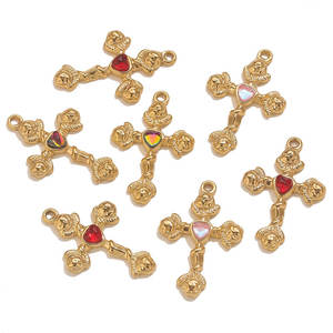 Colgantes y dijes de moda de acero inoxidable 316L chapados en oro PVD de 14K y 18K personalizados para hacer pulseras y dijes de cruz para la creación de joyas. - Product Image 5