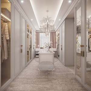 Armoire de luxe sur mesure avec portes en contreplaqué laqué, design moderne, armoire à vêtements, coiffeuse - Product Image 4