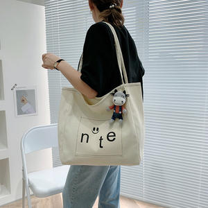 Directo de fábrica Vendedor superior Logotipo propio personalizado Bolsa de compras de algodón completo Gran capacidad Lona reutilizable Carta de cierre de hombro - Product Image 4