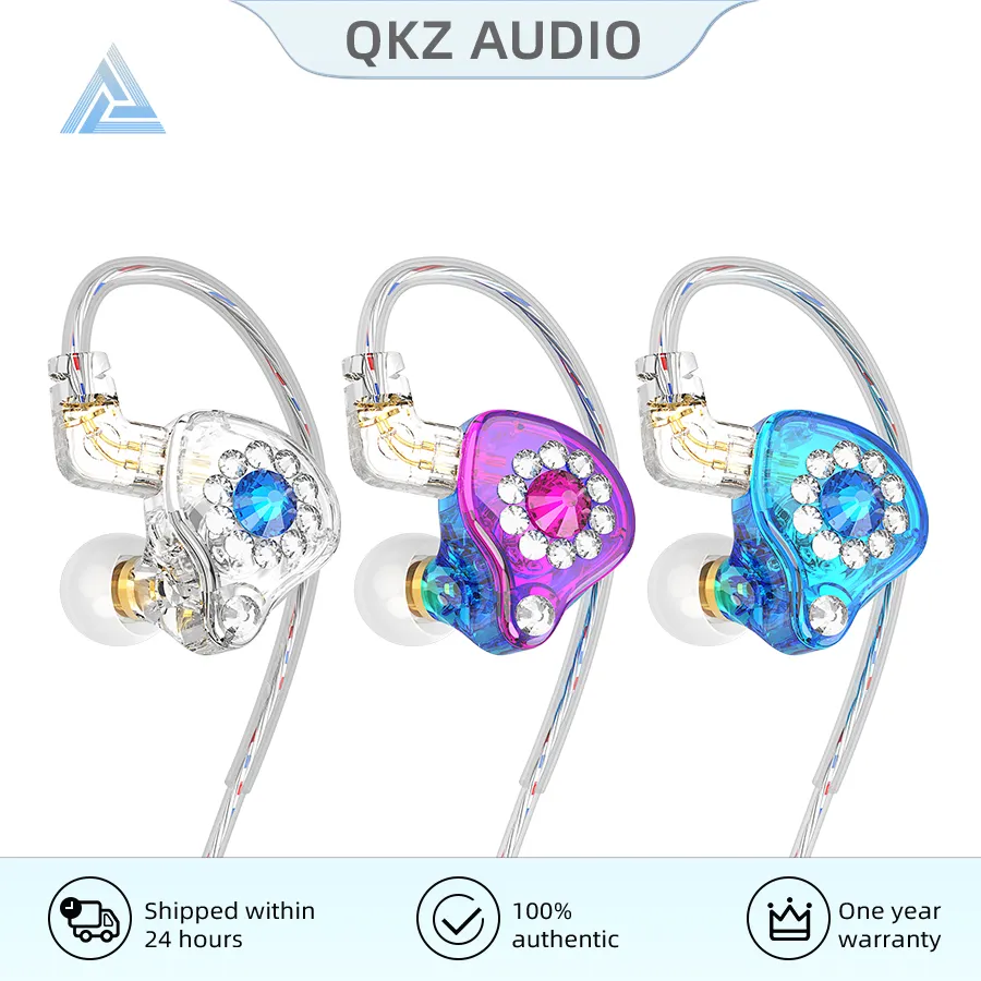 QKZ AK6 kıvılcım kulak kulaklık mobil canlı akış monitör için 2.5M kablo HiFi evrensel koşu kulaklık C Pin ayrılabilir kablo