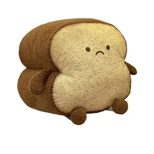 Oreiller toast émotionnel mignon pack d'expression de dessin animé toast poupée oreiller en peluche jouet oreiller noeud