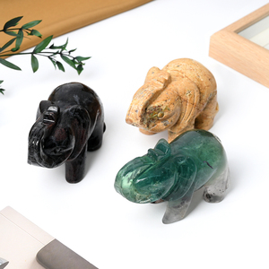 Sculptures d'animaux en cristal en gros, sculptures d'éléphants en pierres précieuses pour la décoration - Product Image 3
