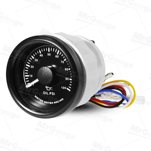 Manómetro de Presión de Aceite Mr Gauge, 52 mm, 0-100 Psi, Manómetro Mecánico Murphy con Esfera Negra, Compatible - Product Image 2