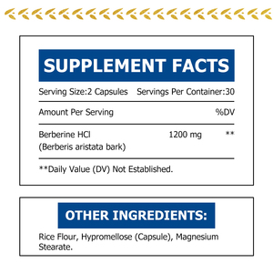 High Potency 1200mg Pure Berberine Capsules Boost Immunity Improve Energy Levels Berberine HCl Herbal <b>Supplement</b> Health Capsules - Product Image 2