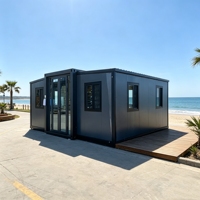 Maison conteneur préfabriquée de 20 pieds avec système d'énergie solaire, 2 chambres, maison modulaire à panneaux sandwich pour villa ou atelier