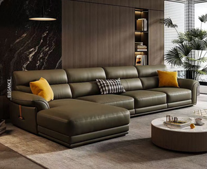 Sofá de Cuero Italiano Minimalista de Primera Calidad, Sofá Esquinero Moderno de Lujo Ligero, Combinación de Sofá y Chaise Longue para Sala de Estar - Product Image 1