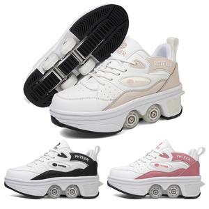 <span class=keywords><strong>Scarpe</strong></span> <span class=keywords><strong>con</strong></span> Rotelle a 4 Ruote Sicure e Resistenti per Ragazzi e Ragazze, Sneakers alla Moda <span class=keywords><strong>con</strong></span> Ruote, <span class=keywords><strong>Scarpe</strong></span> Casual Bivalenti per Pattinaggio - Product Image 1