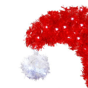 Santa Hat Artificial <b>Christmas</b> <b>Tree</b> Pre Lit <b>LED</b> Fiber Branch Standing Holiday Decoration for Living Room - Product Image 3