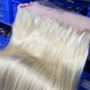 ขายส่ง # ผมแท้เวียดนามสีบลอนด์แพลตตินั่ม 613  แบบตรง  พร้อมเชือกผูกผมด้านหน้า 13x6  ถักด้วยมือ  ถอนขนมาแล้ว  ผมบริสุทธิ์ 100% - Product Image 4