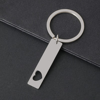 Porte-clés en métal vierge, acier inoxydable poli miroir, rectangulaire, gravure laser, impression UV, cadeau promotionnel, vente en gros