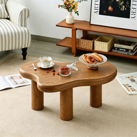 Table basse en bois massif de style nordique en forme de nuage, design irrégulier, ensemble de 2 petites tables à thé pour la décoration de la maison