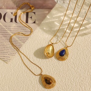 Ensemble collier et boucles d'oreilles en pierre naturelle plaqué or, style bohème, pour femmes, bijoux de fête - Product Image 5