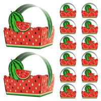 Fleur de fruits d'été bleue Petite boîte cadeau de bonbons portable Design élégant Estampage de tableau ivoire Recyclable Logo personnalisé Fête Nourriture