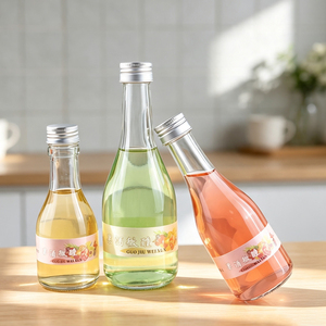 Botella de Vidrio Curvada Multitamaño para <span class=keywords><strong>Vino</strong></span> o Frutas, con Tapa Metálica Plateada, para Elaboración Casera de Bebidas Fermentadas - Product Image 2