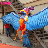 Ballon phénix de 6,5 m de large de style technologique pour la décoration de fond de scène, animaux gonflables personnalisés en forme d'oiseau phénix volant pour la musique