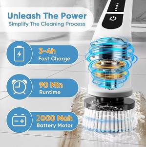 <span class=keywords><strong>Cepillo</strong></span> de Limpieza Eléctrico Giratorio Impermeable para Baño, Inalámbrico 360°, con Mango Largo y 7 Cabezales de Repuesto para Bañera y Ducha - Product Image 3