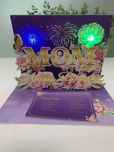 La mejor tarjeta de bendición para mamá Nuevo Día DE LA MADRE 3D Música ligera Tarjeta de felicitación emergente Estilo Amor hecho de papel - Product Image 3