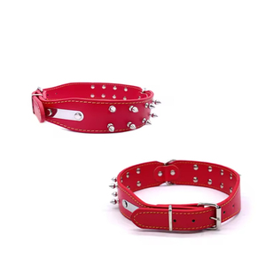 Custom PU Leather <b>Dog</b> <b>Collar</b> with Heavy Duty Metal Rivet Soft Modern Solid Pattern for Medium to Large Sized Pets - Product Image 5