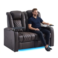 Canapé inclinable électrique moderne en cuir véritable pour home cinéma, deux places, avec mousse à mémoire de forme, extensible et multifonctionnel pour salon