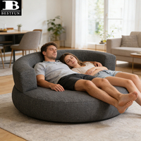 Modernes Aufblasbares Rundes Stoffsofa Faltbare Aufblasbare Liege mit Breiten Armlehnen für Terrasse und Wohnzimmer