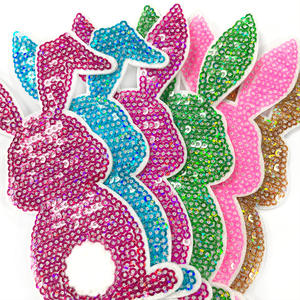 Hot Selling 4.48IN Lantejoula Ferro nos Desenhos Animados Feliz Páscoa Coelho Lantejoula Patch para Menina Mulheres Roupas Mochila Decoração - Product Image 5