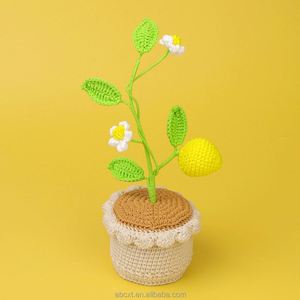 กระถางต้นไม้โครเชต์ทำมือ ผลไม้ประดิษฐ์ มะนาว พีช องุ่น อะโวคาโด สำหรับตกแต่งวันรับปริญญา วันพ่อ หรือวันฮาโลวีน - Product Image 2