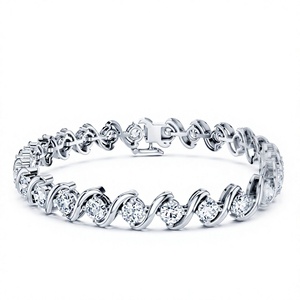 Bracelet tennis classique pour femme en or plaqué 18K 14K avec diamants de laboratoire taille brillant tourbillon, idéal pour mariage et fiançailles - Product Image 2