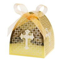 Boîte à bonbons de mariage créative découpée au laser de style européen, boîte en papier ajourée à motif croisé, emballage cadeau pour baptême et communion