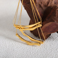 Collier tendance en acier inoxydable plaqué or 18 carats, inaltérable, avec pendentif géométrique irrégulier pour femme - Grande Vente