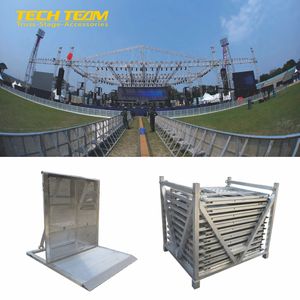 Barrière <span class=keywords><strong>de</strong></span> contrôle des foules en alliage d'aluminium <span class=keywords><strong>de</strong></span> haute qualité 6082-T6 pour événements, terrains <span class=keywords><strong>de</strong></span> jeux, scènes, certifiée TUV CE, marque TECHTEAM - Product Image 1