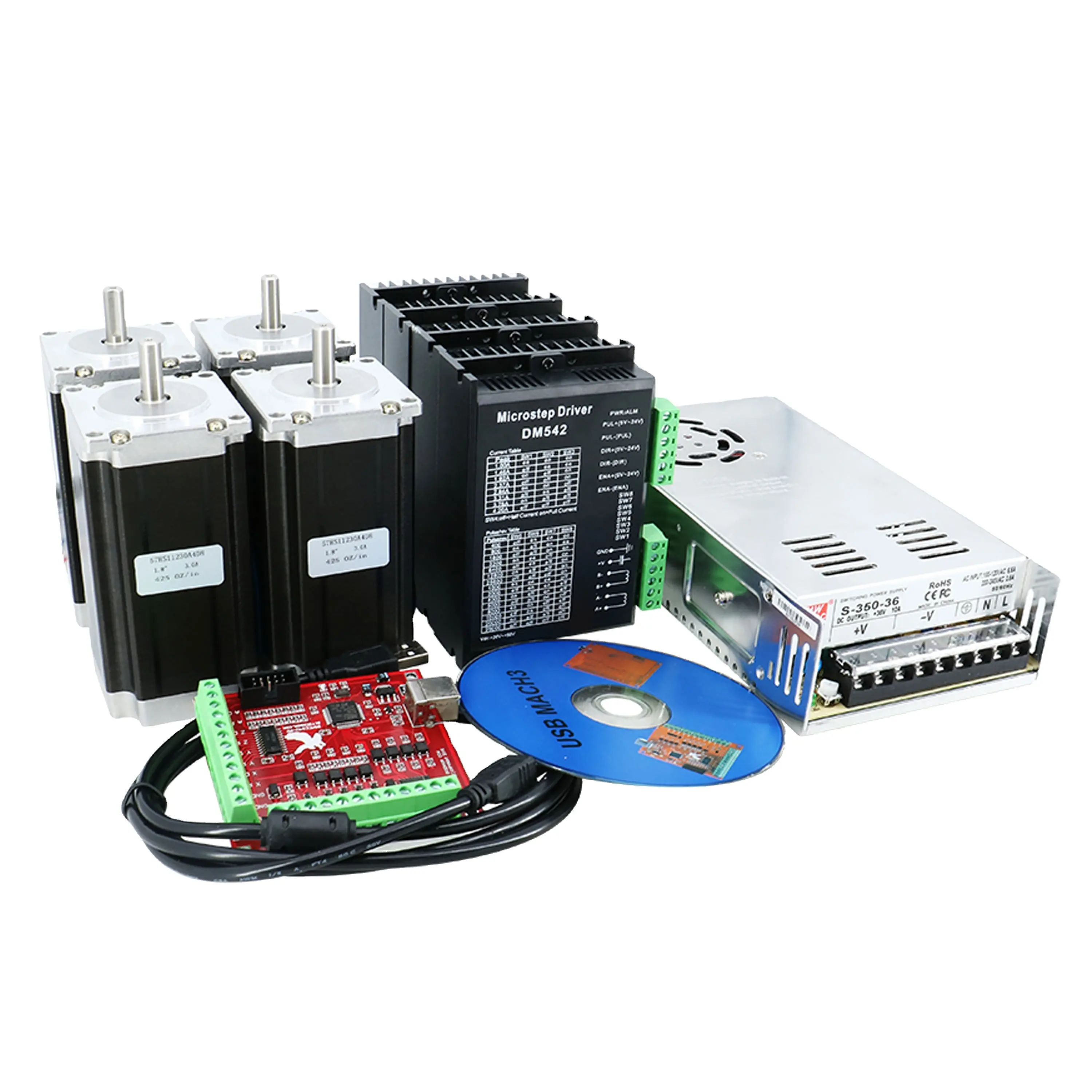 CN Ru EU CNC Router 4 Trục Kit 4 Cái TB6600/DM542 Stepper Motor Driver + 4 Cái NEMA 23 425 Oz Động Cơ + 350 Wát Cung Cấp Điện