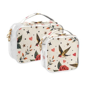 Hawaii Custom Puakenikeni LeiHummingbird Rose Heart Women's 2-pack Transparent <b>Makeup</b> <b>Storage</b> Bag Travel Toiletry Bag - Product Image 2