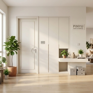 <span class=keywords><strong>Armadio</strong></span> a Muro Completo <span class=keywords><strong>per</strong></span> Camera da Letto con Ante a Filo Muro, Componibile, con Console Decorativa e Cassettiera - Product Image 1