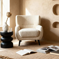 Fauteuil de détente moderne nordique en velours blanc, dossier capitonné, dossier réglable manuellement, pieds en bois pour salon et chambre à coucher