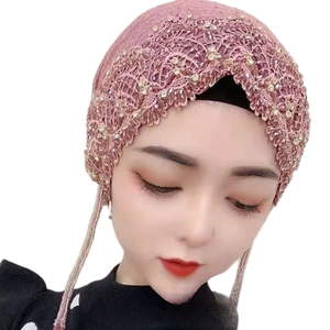 หรับผู้หญิงผ้าโพกหัวผ้าโพลีเอสเตอร์ผูกโบว์แบบปรับแต่งได้หมวกแก๊ปผ้าโพกหัวสไตล์อาหรับพิมพ์ลายระบายอากาศได้ผ้าทอสี่ชิ้น - Product Image 1
