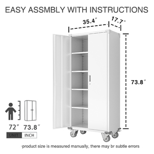 Armoire de <span class=keywords><strong>garage</strong></span>, grande armoire de rangement en métal, casier de <span class=keywords><strong>garage</strong></span>, 4 étagères réglables, portes verrouillables, revêtement en poudre époxy, couleur au choix - Product Image 5