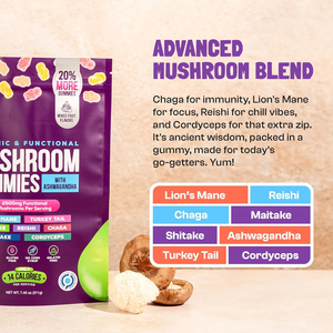 Gomas Veganas de Cogumelo com Extrato de Raiz de Ashwagandha, Sem Glúten e Não-OGM para Bem-Estar Diário e Suporte Imunológico para Adultos - Product Image 3
