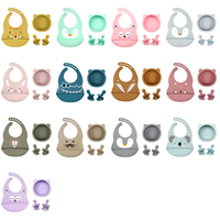Vente directe d'usine, sans BPA, ensemble de vaisselle pour enfants en silicone, bavoir pour bébé, bol à ventouse, cuillère, fourchette, vente en gros