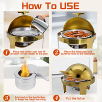 Chafer de acero inoxidable con ventana de vidrio para catering Juego de buffet de lujo Calentador de alimentos Roll Top Chafing Dish