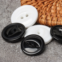 Kancing Baju Resin Bentuk Mata Kucing Hitam Klasik, Bulat, Dua Mata, untuk Jas dan Sweater