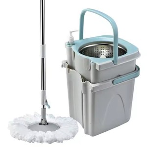 Poteau en acier Double seau pour Spin Mop Set Magic Cleaning Floor avec seaux séparés pour le nettoyage de l'eau propre et sale - Product Image 4