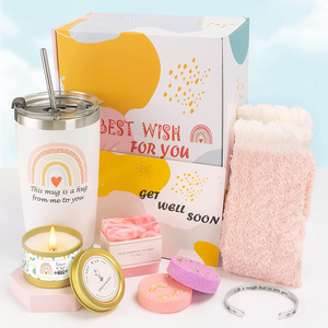 Custom Get Well Soon Gift Sets Sympathy Gifts 20oz Tumbler Blanket Candle Stress Relief Gift Box for Women Beauty